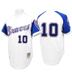 Men's Majestic Atlanta Braves #10 Chipper Jones Authentic White 1974 Throwback MLB Jersey