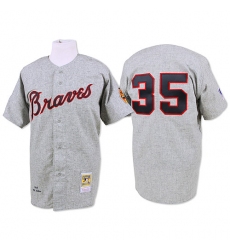 Men's Mitchell and Ness 1969 Atlanta Braves #35 Phil Niekro Authentic Grey Throwback MLB Jersey