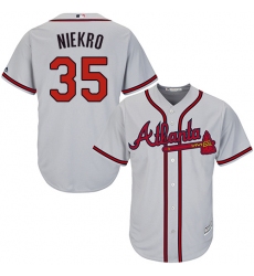 Youth Majestic Atlanta Braves #35 Phil Niekro Replica Grey Road Cool Base MLB Jersey