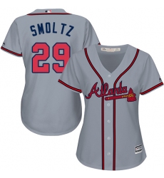 Women's Majestic Atlanta Braves #29 John Smoltz Authentic Grey Road Cool Base MLB Jersey