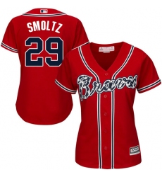 Women's Majestic Atlanta Braves #29 John Smoltz Authentic Red Alternate Cool Base MLB Jersey