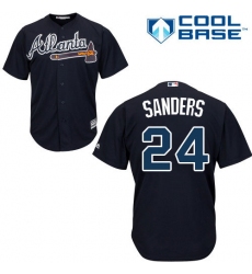 Youth Majestic Atlanta Braves #24 Deion Sanders Authentic Blue Alternate Road Cool Base MLB Jersey