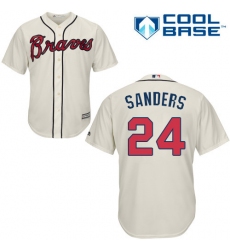 Youth Majestic Atlanta Braves #24 Deion Sanders Authentic Cream Alternate 2 Cool Base MLB Jersey
