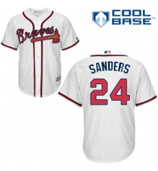 Youth Majestic Atlanta Braves #24 Deion Sanders Authentic White Home Cool Base MLB Jersey