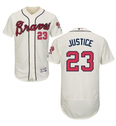 Men's Majestic Atlanta Braves #23 David Justice Cream Alternate Flex Base Authentic Collection MLB Jersey