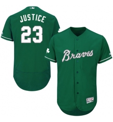 Men's Majestic Atlanta Braves #23 David Justice Green Celtic Flexbase Authentic Collection MLB Jersey