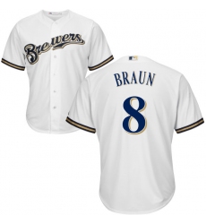 Youth Majestic Milwaukee Brewers #8 Ryan Braun Replica White Home Cool Base MLB Jersey