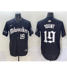 Men's Milwaukee Brewers #19 Robin Yount Black 'Gothic 414 Shadows Edition' Vapor Premier Limited Stitched Jersey