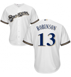 Youth Majestic Milwaukee Brewers #13 Glenn Robinson Authentic White Home Cool Base MLB Jersey