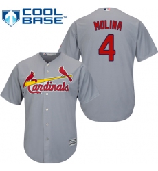 Women's Majestic St. Louis Cardinals #4 Yadier Molina Authentic Grey Road MLB Jersey