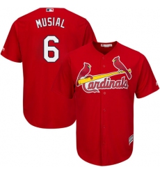 Youth Majestic St. Louis Cardinals #6 Stan Musial Authentic Red Alternate Cool Base MLB Jersey