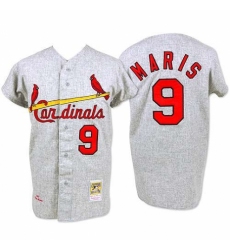 Men's Mitchell and Ness 1967 St. Louis Cardinals #9 Roger Maris Replica Grey Throwback MLB Jersey