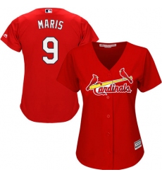 Women's Majestic St. Louis Cardinals #9 Roger Maris Authentic Red Alternate Cool Base MLB Jersey