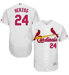 Men's Majestic St. Louis Cardinals #24 Whitey Herzog White Home Flex Base Authentic Collection MLB Jersey