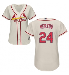 Women's Majestic St. Louis Cardinals #24 Whitey Herzog Authentic Cream Alternate Cool Base MLB Jersey