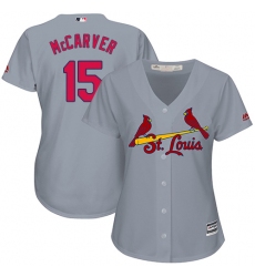 Women's Majestic St. Louis Cardinals #15 Tim McCarver Authentic Grey Road Cool Base MLB Jersey