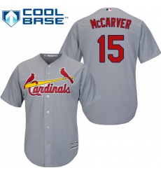 Youth Majestic St. Louis Cardinals #15 Tim McCarver Authentic Grey Road Cool Base MLB Jersey