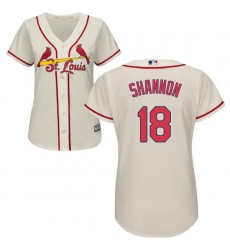 Women's Majestic St. Louis Cardinals #18 Mike Shannon Replica Cream Alternate Cool Base MLB Jersey