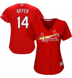 Women's Majestic St. Louis Cardinals #14 Ken Boyer Authentic Red Alternate Cool Base MLB Jersey