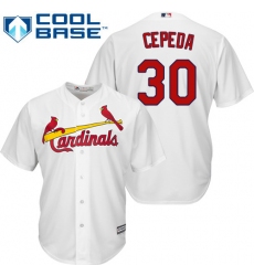 Men's Majestic St. Louis Cardinals #30 Orlando Cepeda Replica White Home Cool Base MLB Jersey