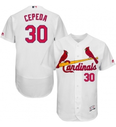 Men's Majestic St. Louis Cardinals #30 Orlando Cepeda White Home Flex Base Authentic Collection MLB Jersey