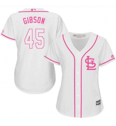 Women's Majestic St. Louis Cardinals #45 Bob Gibson Replica White Fashion Cool Base MLB Jersey