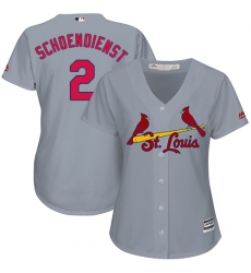Women's Majestic St. Louis Cardinals #2 Red Schoendienst Replica Grey Road Cool Base MLB Jersey
