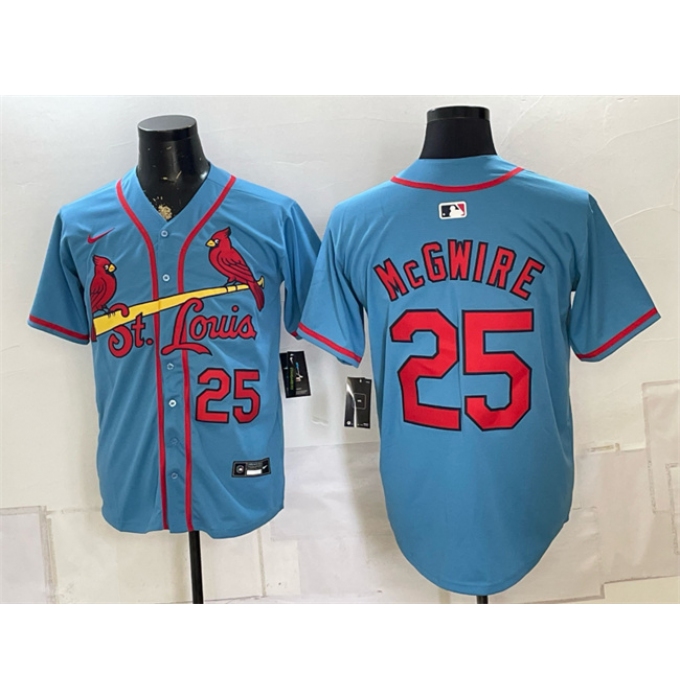 Men's St. Louis Cardinals #25 Mark McGwire Blue Alternate Limited Stitched Baseball Jersey
