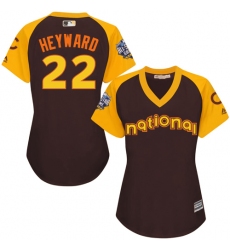 Women's Majestic Chicago Cubs #22 Jason Heyward Authentic Brown 2016 All-Star National League BP Cool Base MLB Jersey