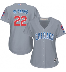 Women's Majestic Chicago Cubs #22 Jason Heyward Authentic Grey Road MLB Jersey