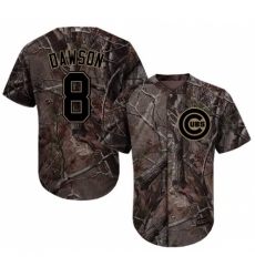 Youth Majestic Chicago Cubs #8 Andre Dawson Authentic Camo Realtree Collection Flex Base MLB Jersey