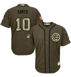 Youth Majestic Chicago Cubs #10 Ron Santo Authentic Green Salute to Service MLB Jersey