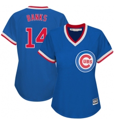 Women's Majestic Chicago Cubs #14 Ernie Banks Authentic Royal Blue Cooperstown MLB Jersey