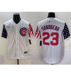 Men's Chicago Cubs #23 Ryne Sandberg White Pinstripe 2025 Independence Day Vapor Premier Limited Stitched Baseball Jersey