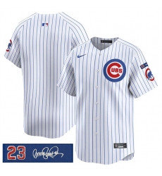 Men's Chicago Cubs Blank White Pinstripe 'Ryne Sandberg Tribute' Vapor Limited V3 Stitched Baseball Jersey