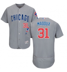 Men's Majestic Chicago Cubs #31 Greg Maddux Grey Road Flex Base Authentic Collection MLB Jersey