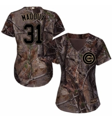Women's Majestic Chicago Cubs #31 Greg Maddux Authentic Camo Realtree Collection Flex Base MLB Jersey