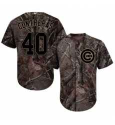 Men's Majestic Chicago Cubs #40 Willson Contreras Authentic Camo Realtree Collection Flex Base MLB Jersey