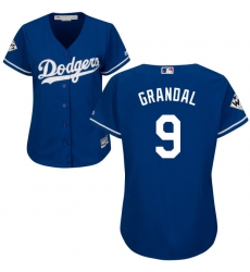 Women's Majestic Los Angeles Dodgers #9 Yasmani Grandal Replica Royal Blue Alternate 2017 World Series Bound Cool Base MLB Jersey