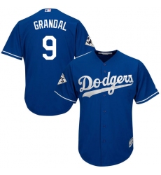 Youth Majestic Los Angeles Dodgers #9 Yasmani Grandal Authentic Royal Blue Alternate 2017 World Series Bound Cool Base MLB Jersey