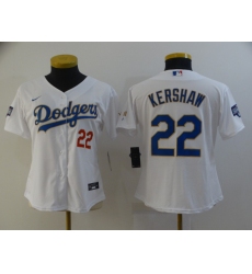 Women's Nike Los Angeles Dodgers #22 Clayton Kershaw White Champions Jersey