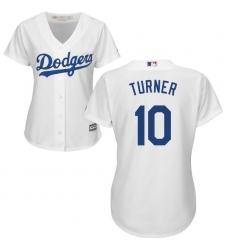 Women's Majestic Los Angeles Dodgers #10 Justin Turner Authentic White Home Cool Base MLB Jersey