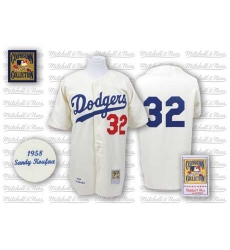 Men's Mitchell and Ness Los Angeles Dodgers #32 Sandy Koufax Replica White Throwback MLB Jersey
