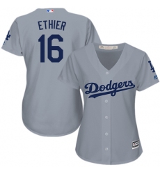 Women's Majestic Los Angeles Dodgers #16 Andre Ethier Replica Grey Road Cool Base MLB Jersey