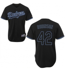 Men's Majestic Los Angeles Dodgers #42 Jackie Robinson Replica Black Fashion MLB Jersey