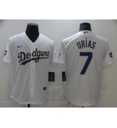 Men's Nike Los Angeles Dodgers #7 Julio Urias White Game Champions Jersey