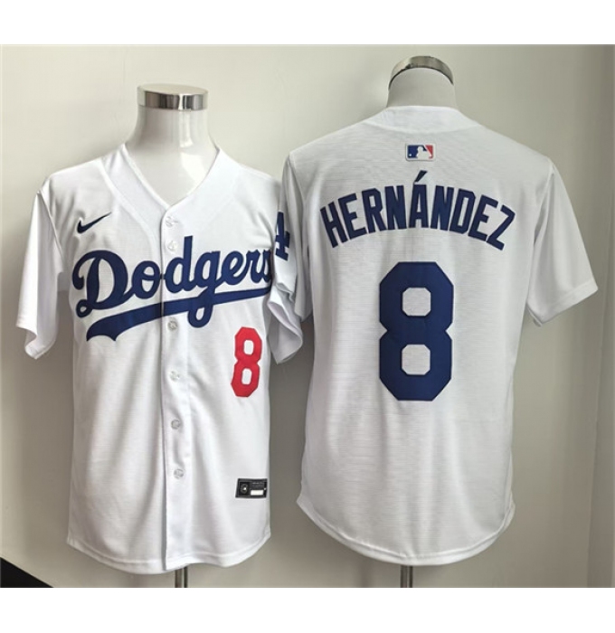 Men's Los Angeles Dodgers #8 Enrique Hernandez WhiteLimited Stitched Baseball Jersey