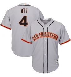 Men's Majestic San Francisco Giants #4 Mel Ott Replica Grey Road Cool Base MLB Jersey