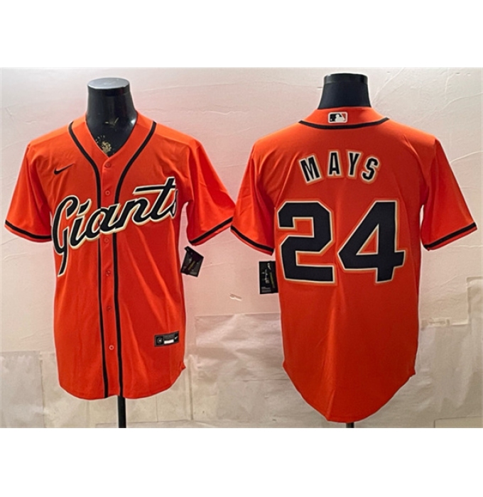 Men's San Francisco Giants #24 Willie Mays Orange Cool Base Stitched Baseball Jersey