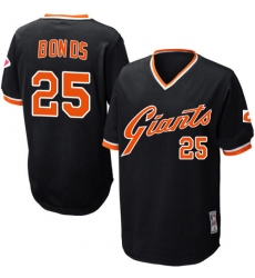 Men's Mitchell and Ness San Francisco Giants #25 Barry Bonds Replica Black Throwback MLB Jersey